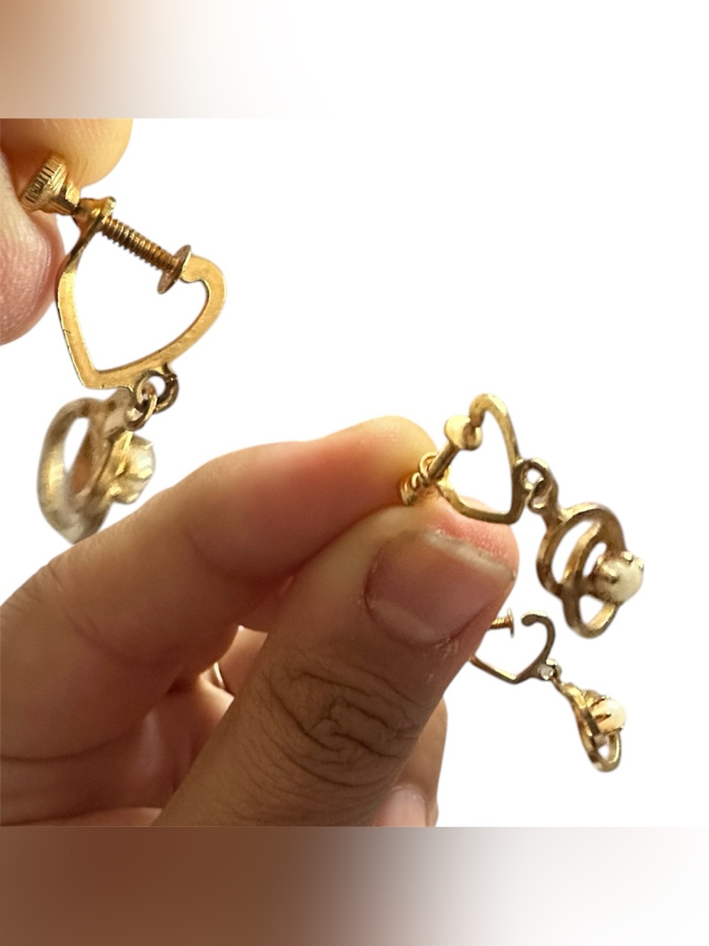 Gold Heart Link Dangle Earrings - Women Jewelry
